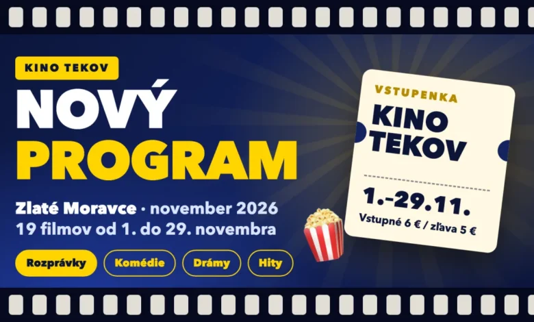 Nový program Kina TEKOV v Zlatých Moravciach – november 2026